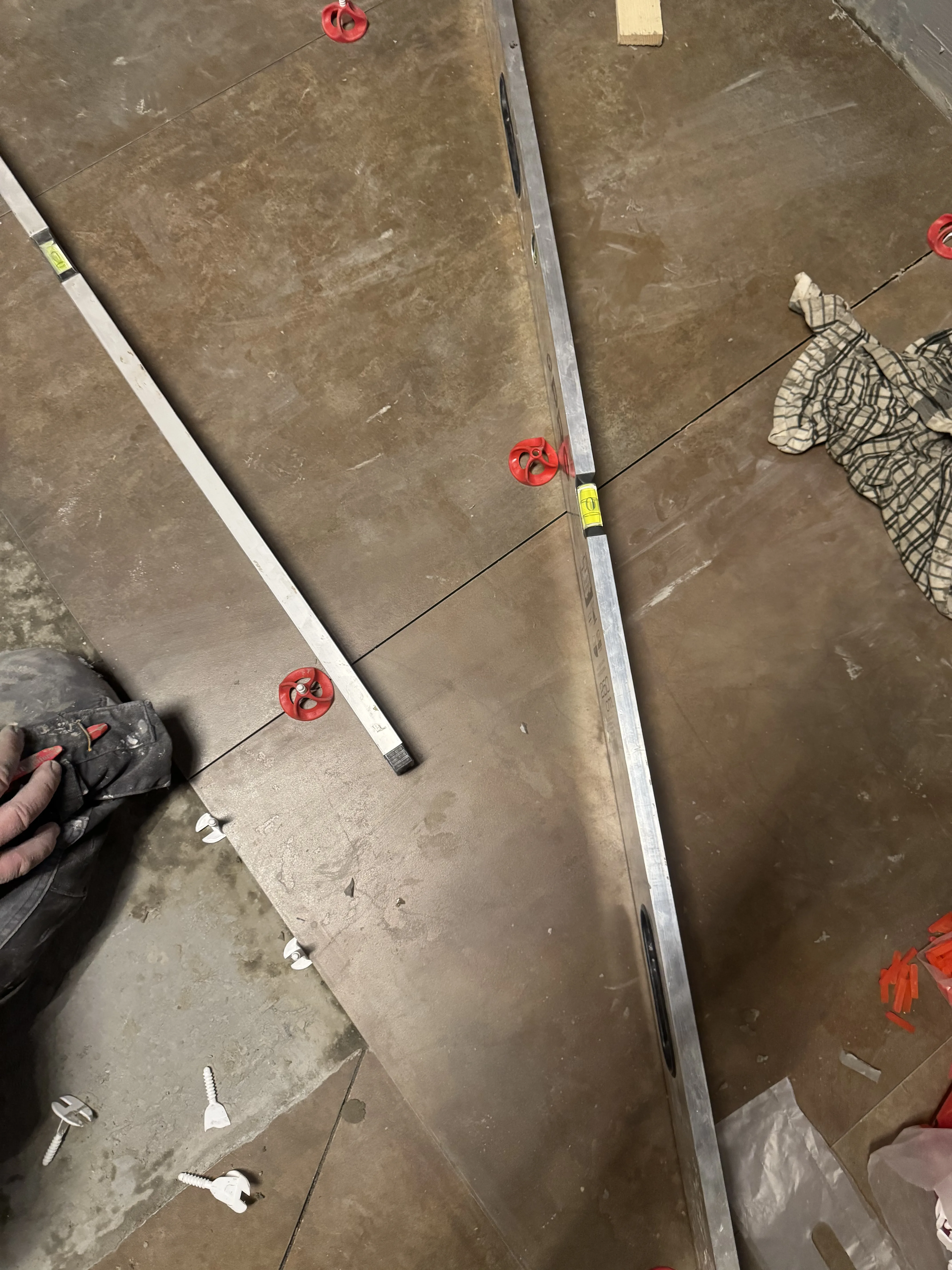 Concrete floor construction work in progress view